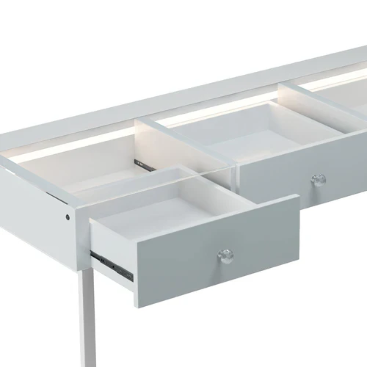 Billie Professional Vanity Desk with 3 Storage Drawers & Built-in LED Lighting