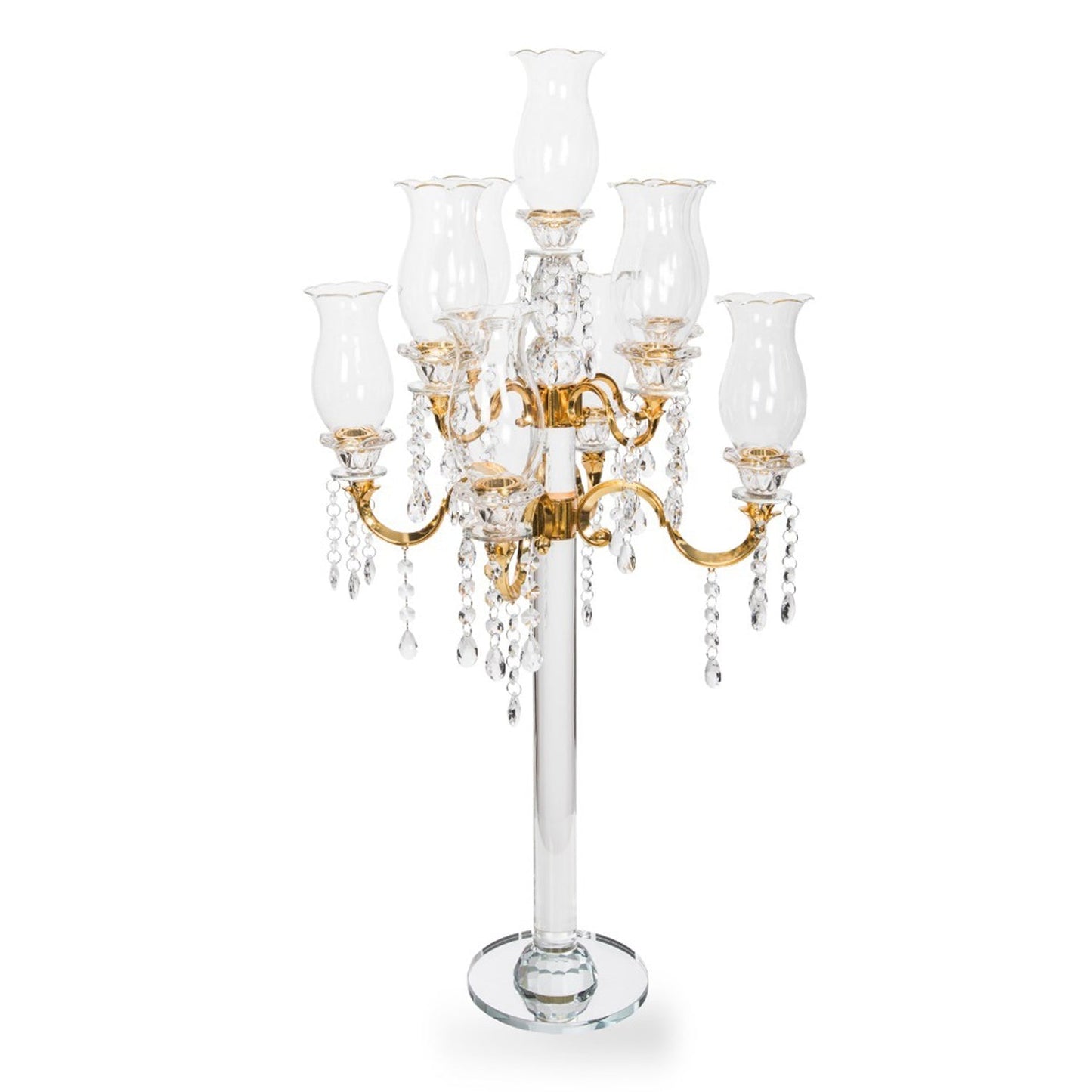 Glass Candelabra with Gold Arms