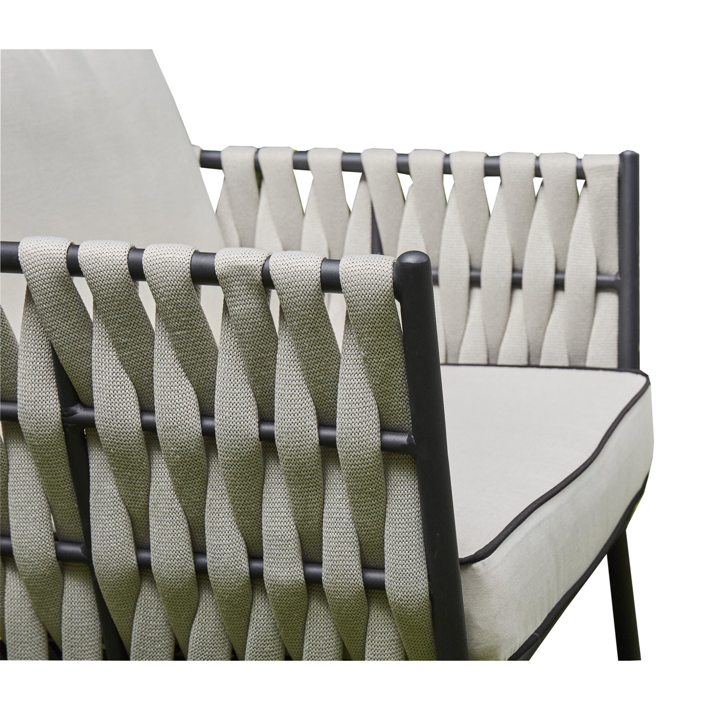 Aluminium & Rope 3-Seater Outdoor Lounge Set with Ceramic Coffee Table (BW-03-Grey)