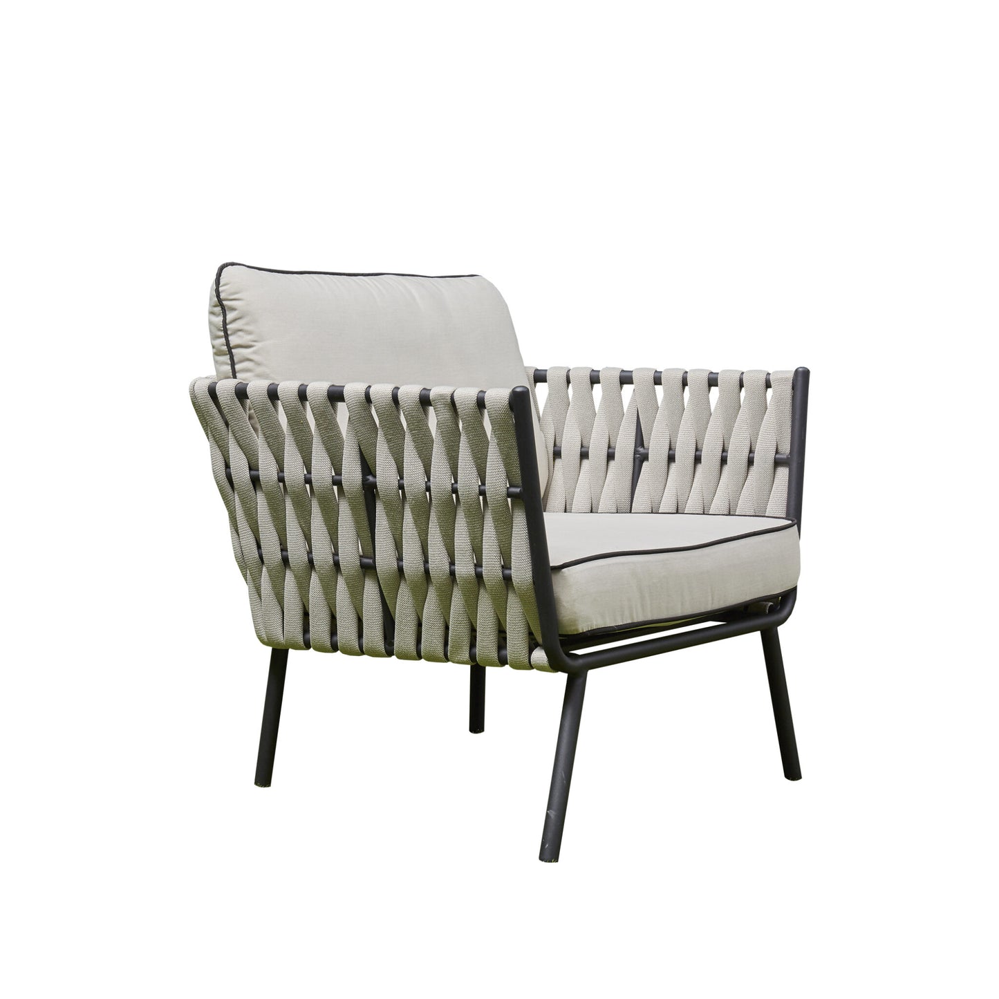 Aluminium & Rope 3-Seater Outdoor Lounge Set with Ceramic Coffee Table (BW-03-Grey)