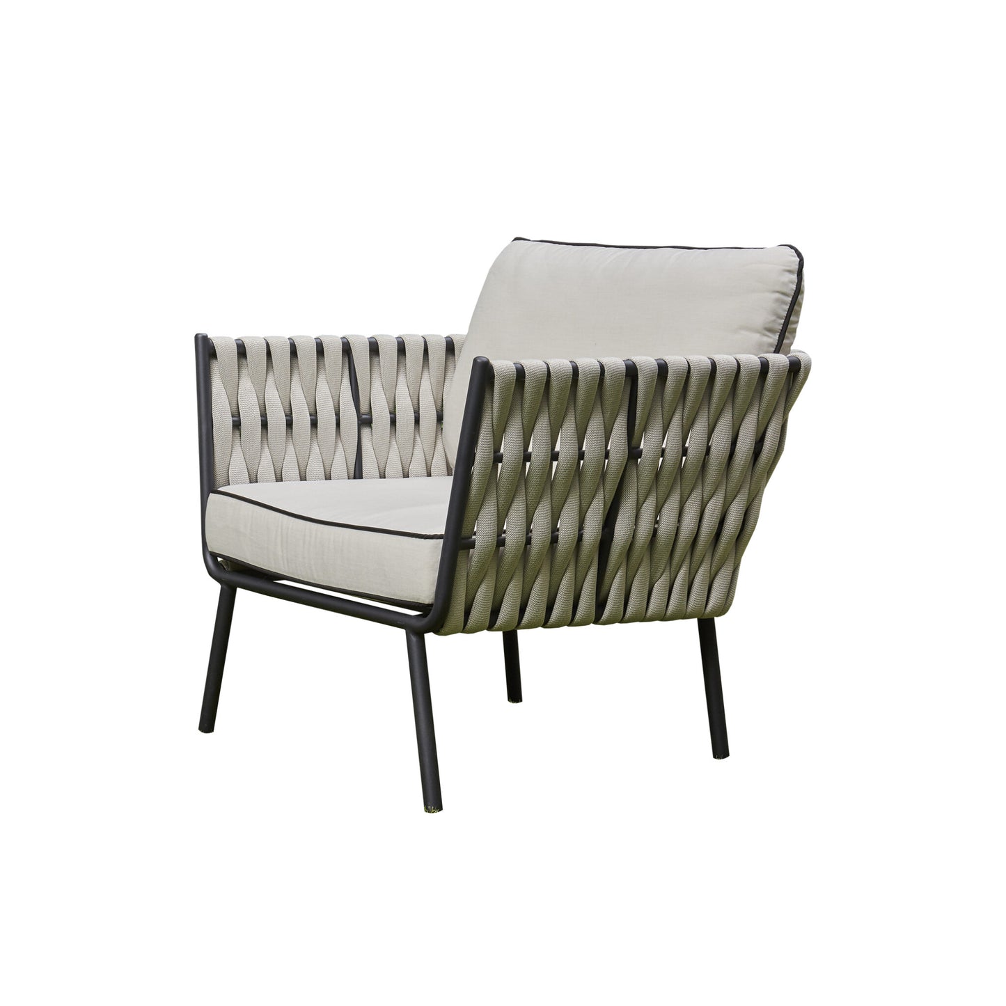 Aluminium & Rope 3-Seater Outdoor Lounge Set with Ceramic Coffee Table (BW-03-Grey)