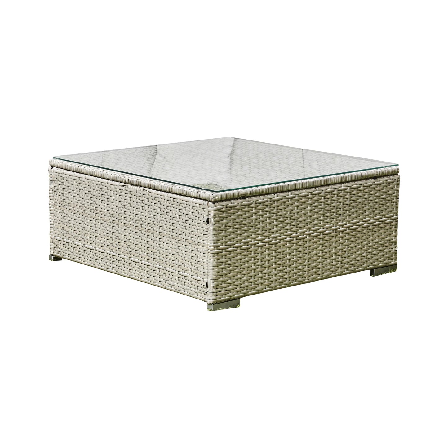 Light Grey Corner Sofa Set with Glass Coffee Table (BW-04-Grey)