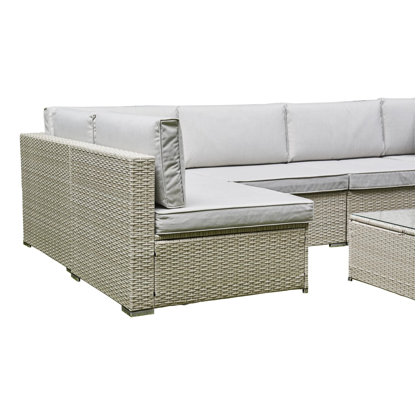 Light Grey Corner Sofa Set with Glass Coffee Table (BW-04-Grey)