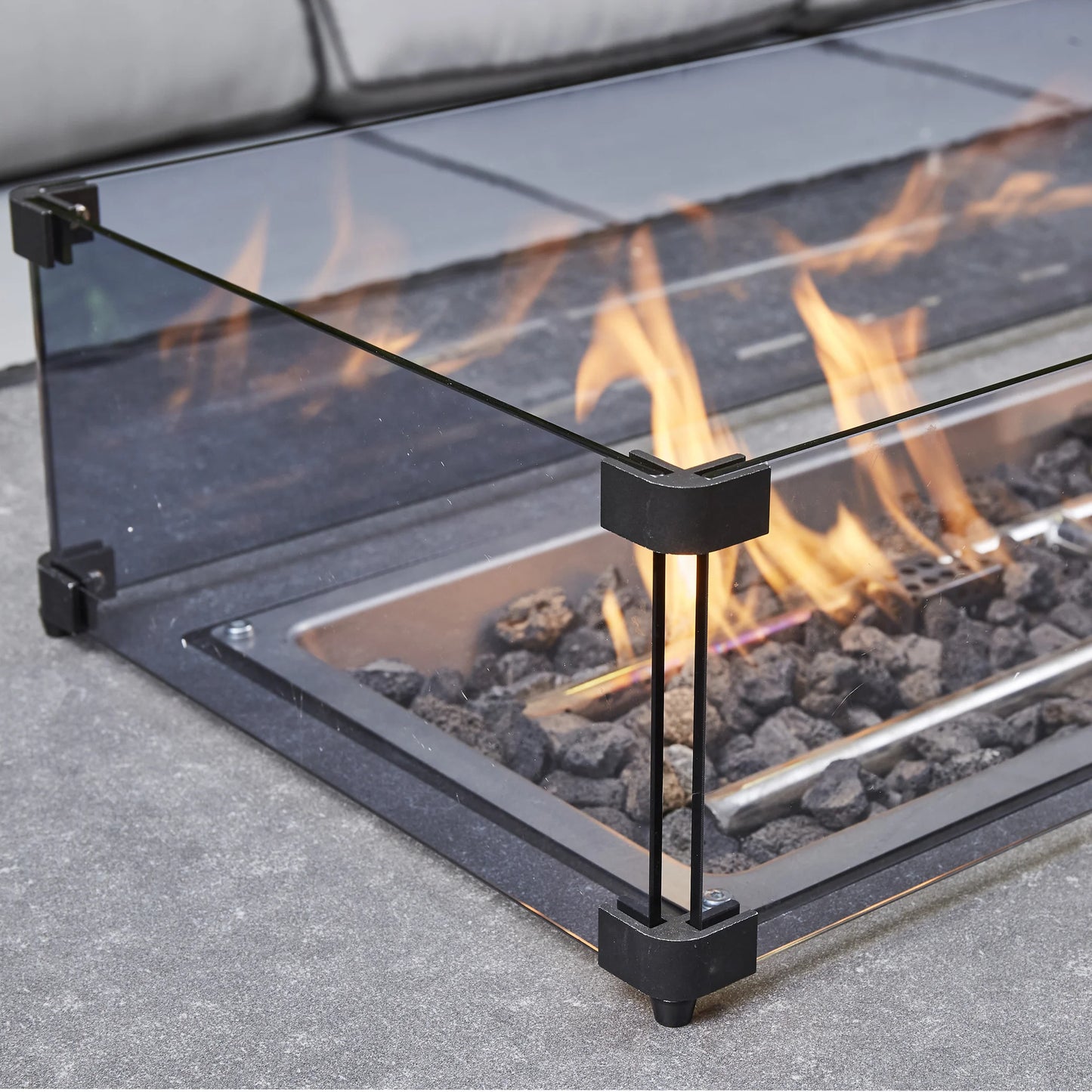 Black Corner Rising Firepit Dining Set (BW-06-Black)