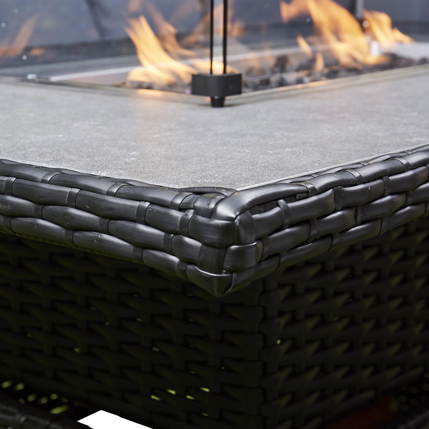 Black Corner Rising Firepit Dining Set (BW-06-Black)