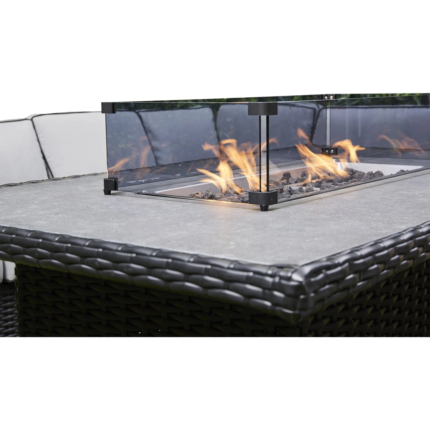 Black Corner Rising Firepit Dining Set (BW-06-Black)