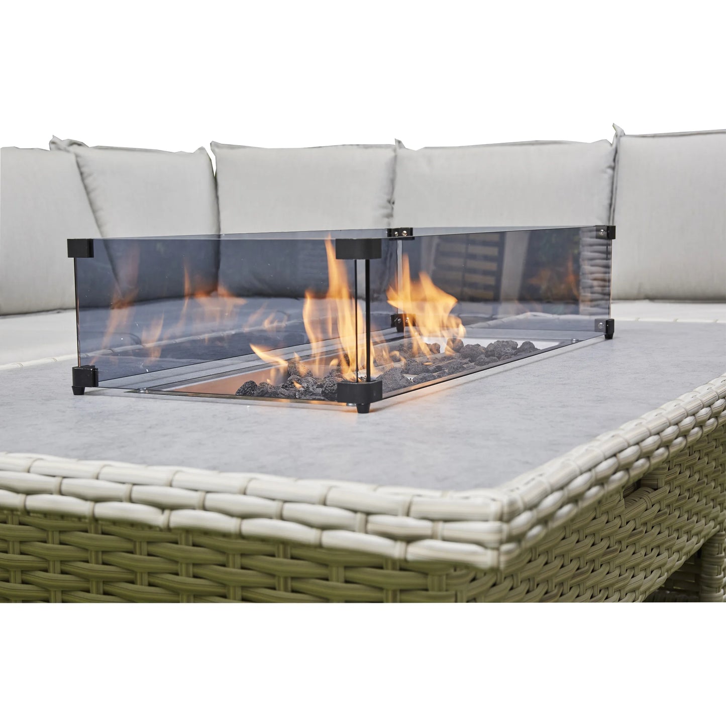 Grey Corner Rising Firepit Dining Set (BW-07-Grey)