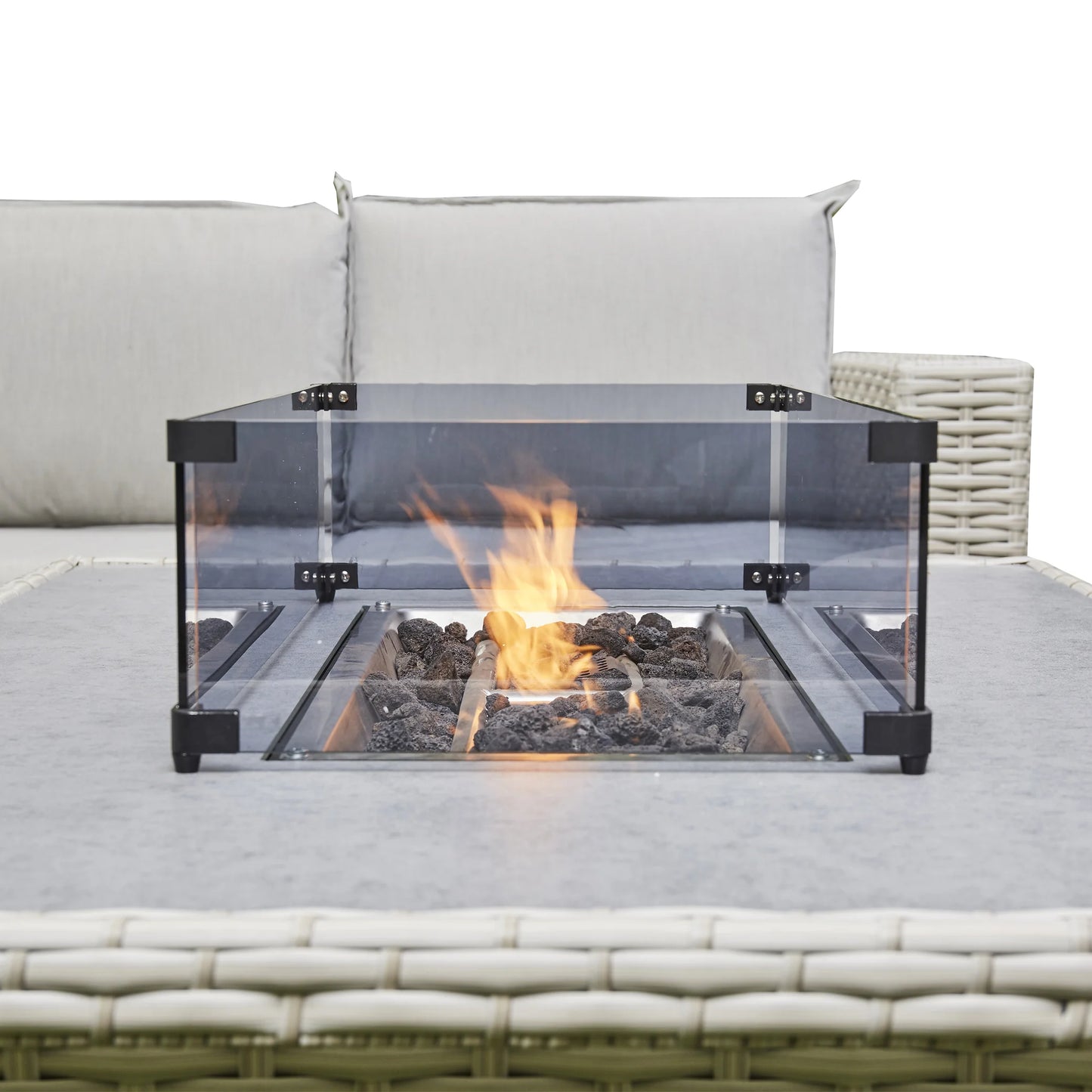Grey Corner Rising Firepit Dining Set (BW-07-Grey)