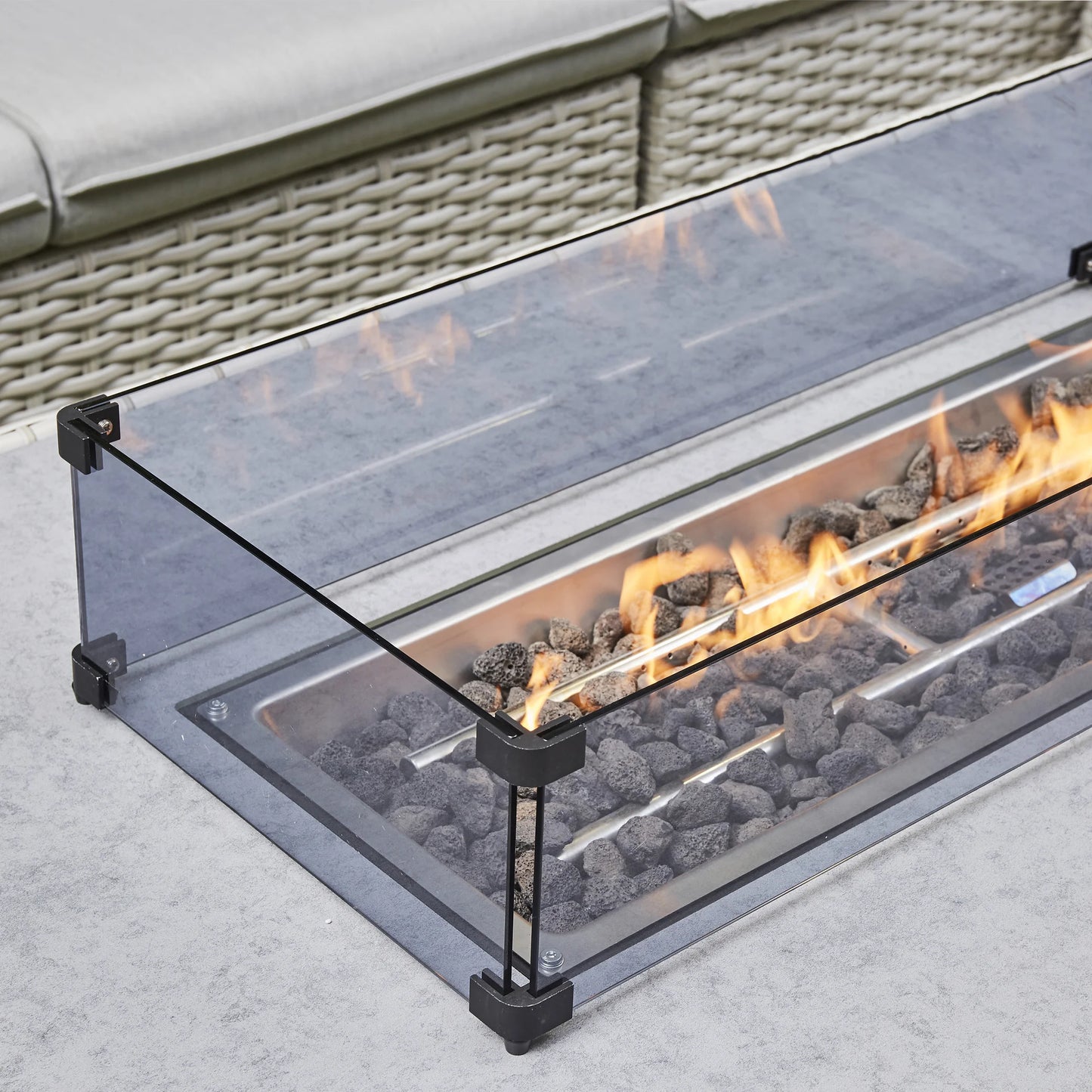 Grey Corner Rising Firepit Dining Set (BW-07-Grey)