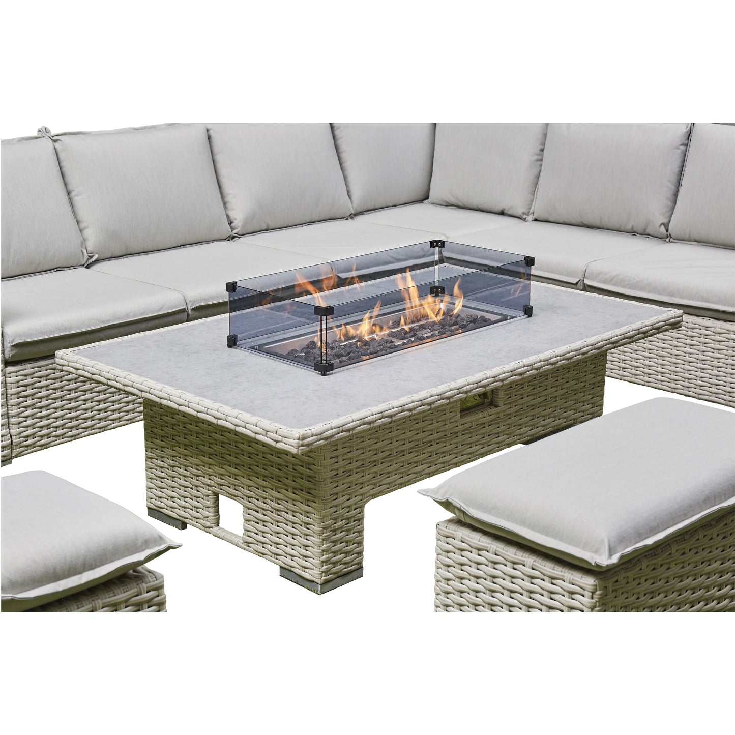 Grey Corner Rising Firepit Dining Set (BW-07-Grey)