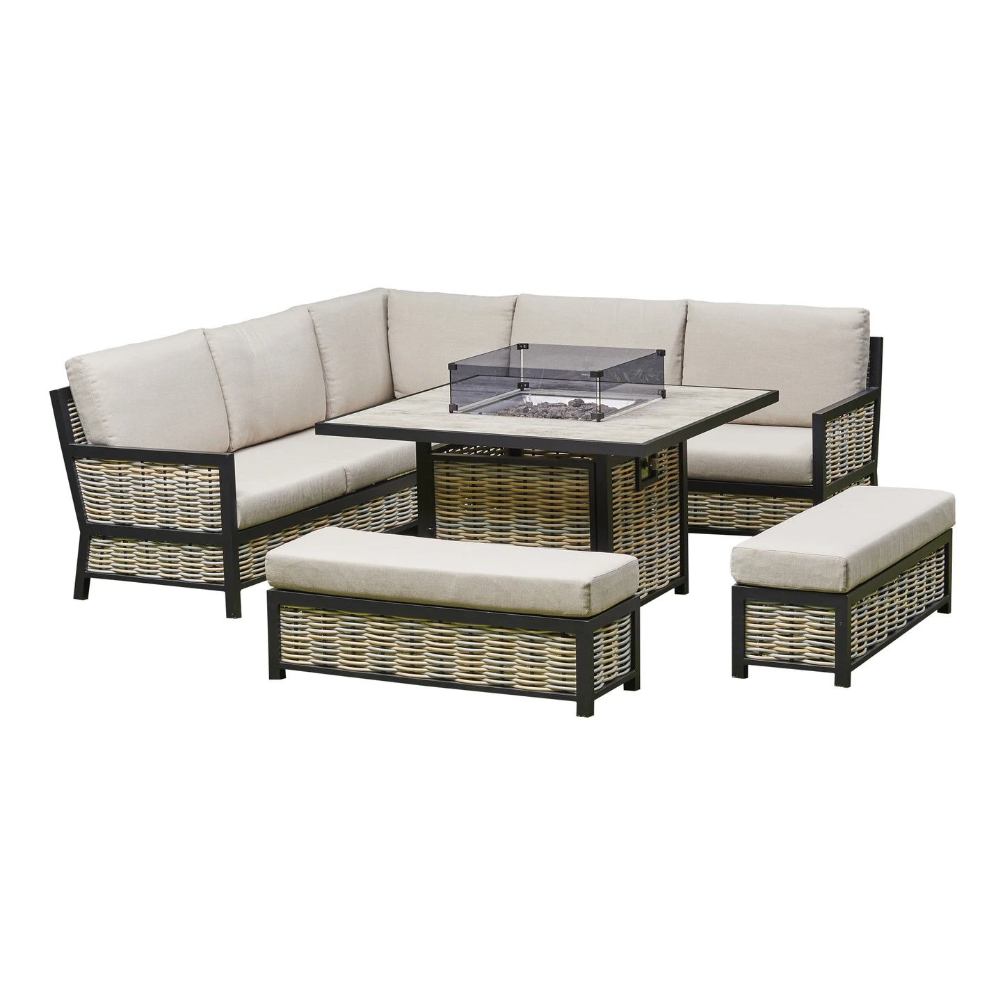 Outdoor Firepit Corner Lounge Set (BW-08)