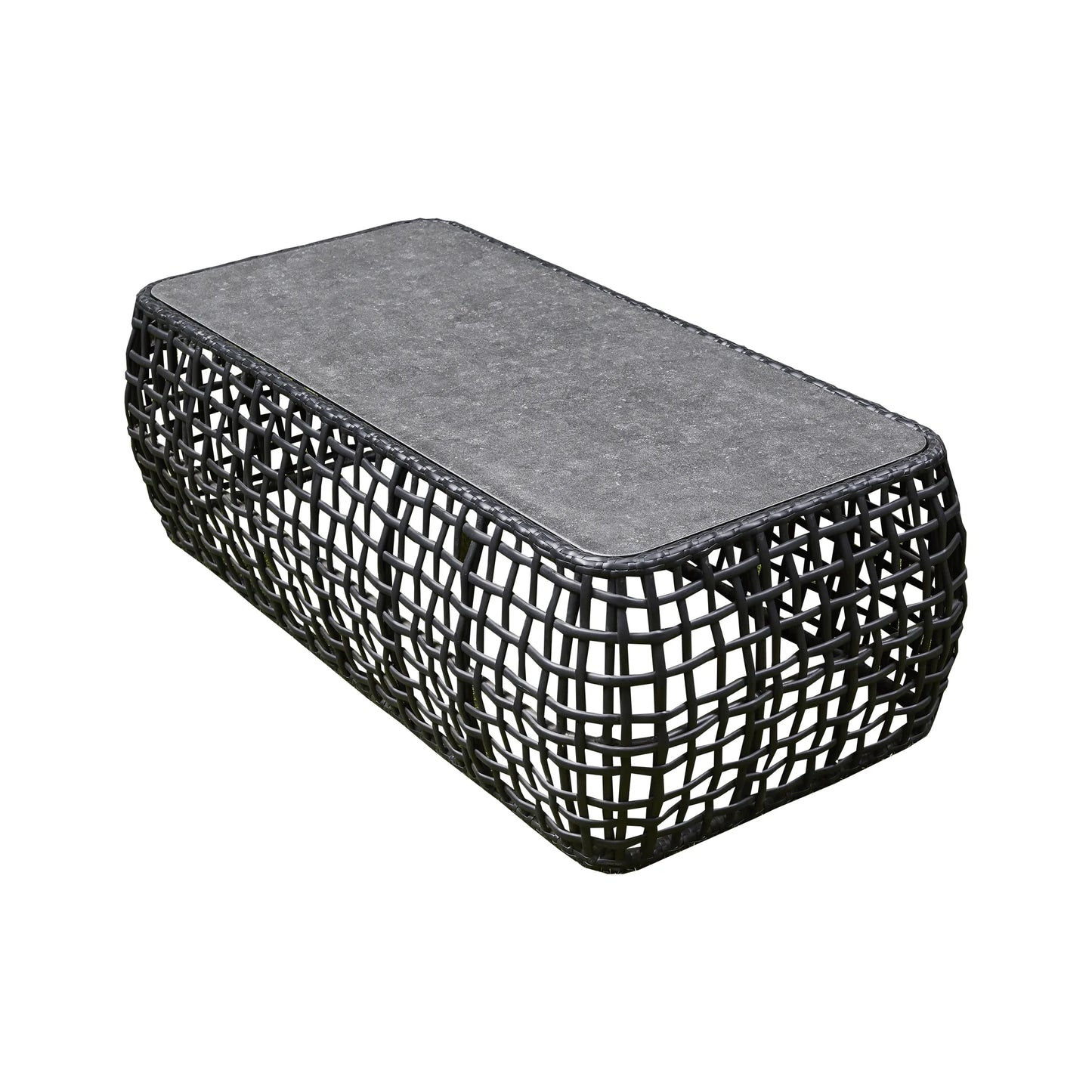 Modern Rattan Corner Sofa Set with Ceramic Coffee Table (BW-09-Black)