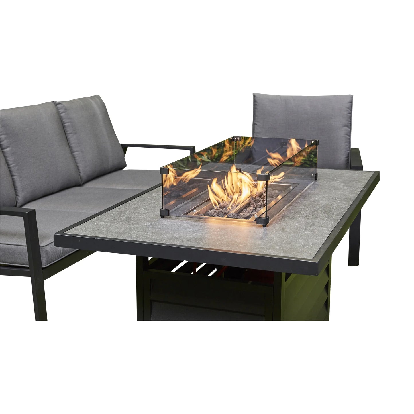 Firepit Sofa Dining Set with Ceramic Tabletop (BW-10-Grey)