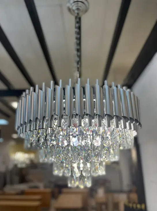 Guido Silver & Silver Crystal Chandelier