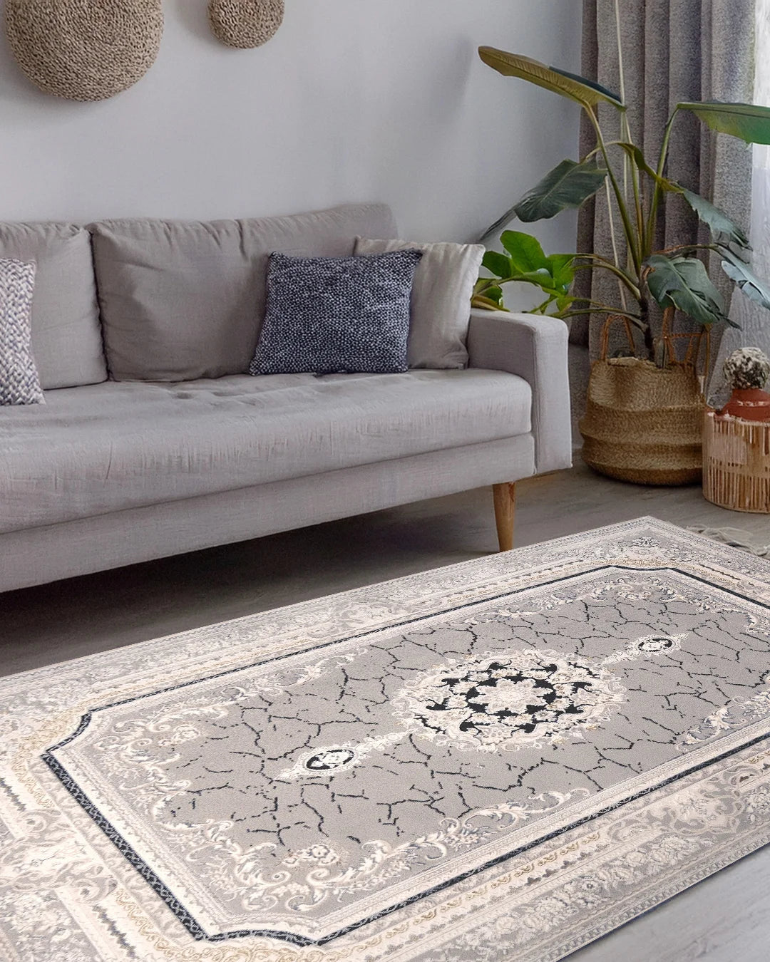 Ruby Marble Medallion Kemik Grey Rug