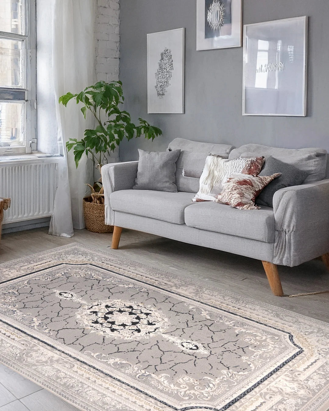 Ruby Marble Medallion Kemik Grey Rug