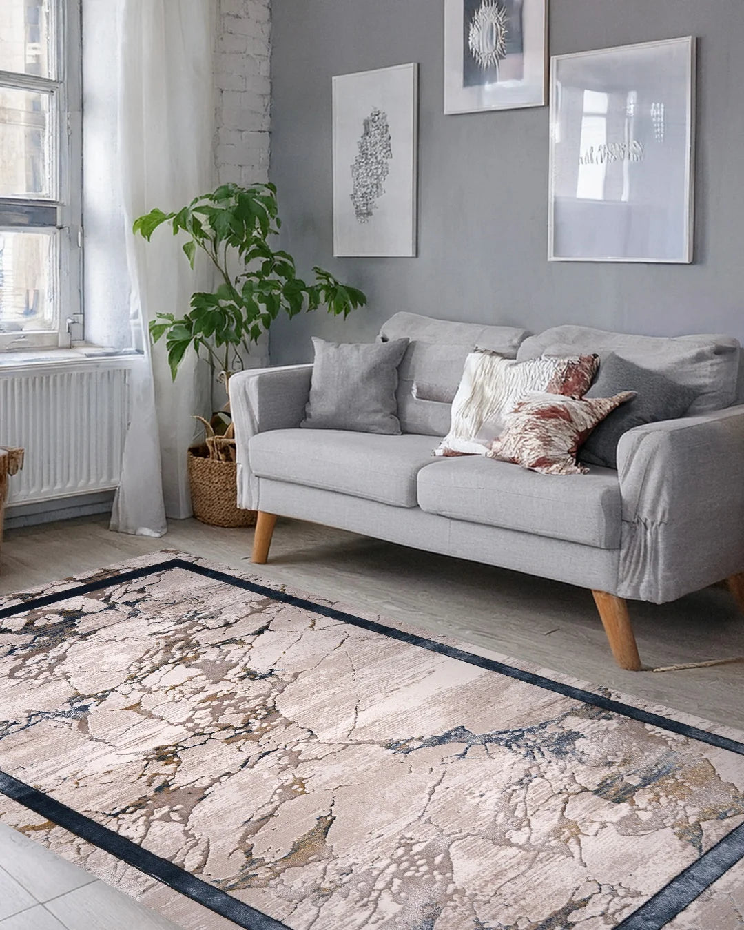 Ruby Marble White and Blue Rug