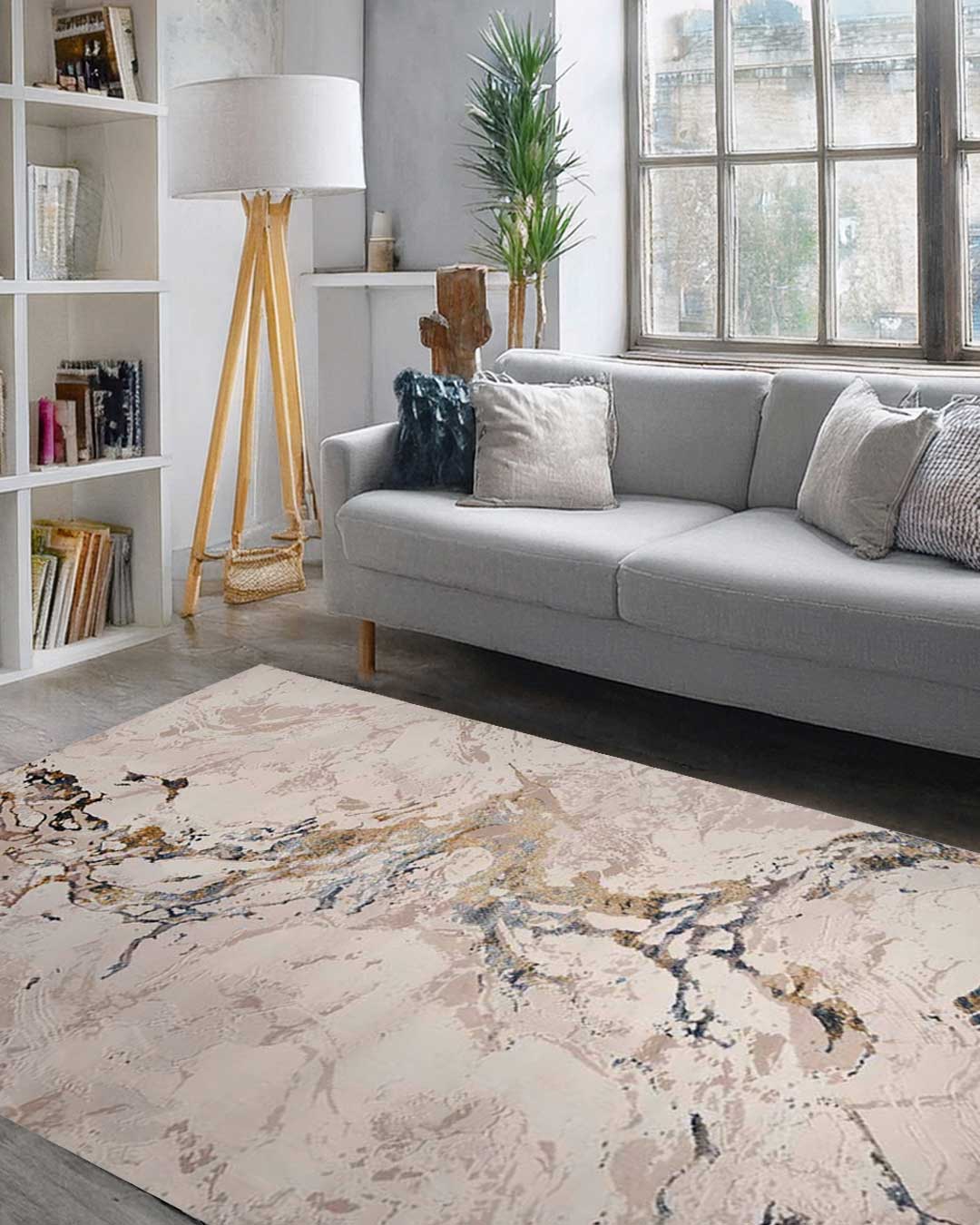Ruby White and Cream Rug