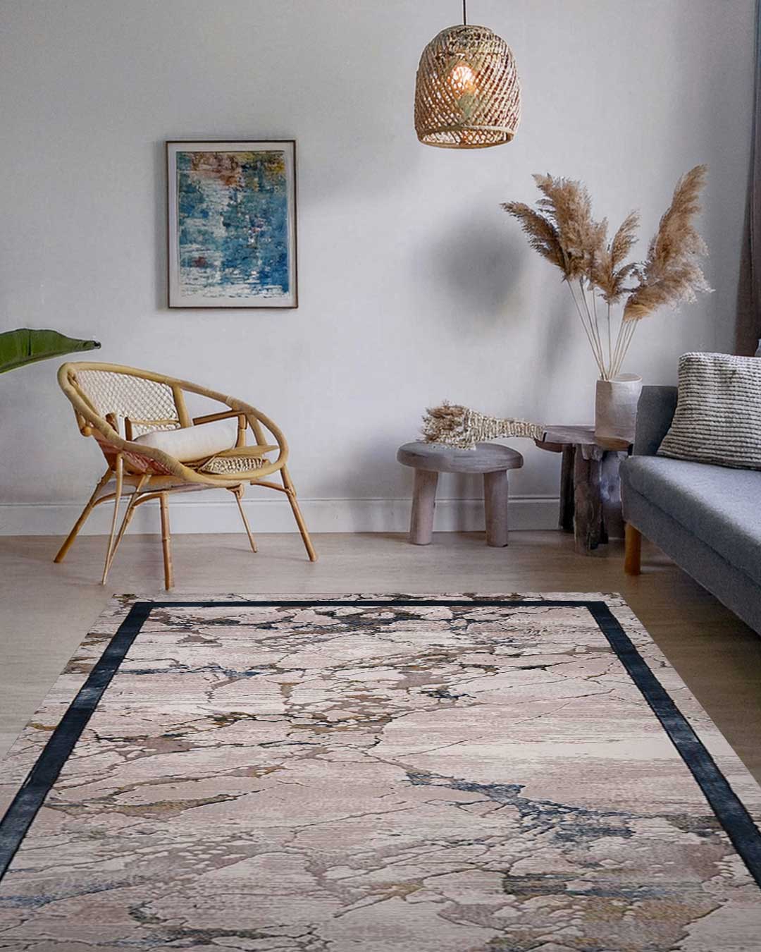 Ruby Marble White and Blue Rug