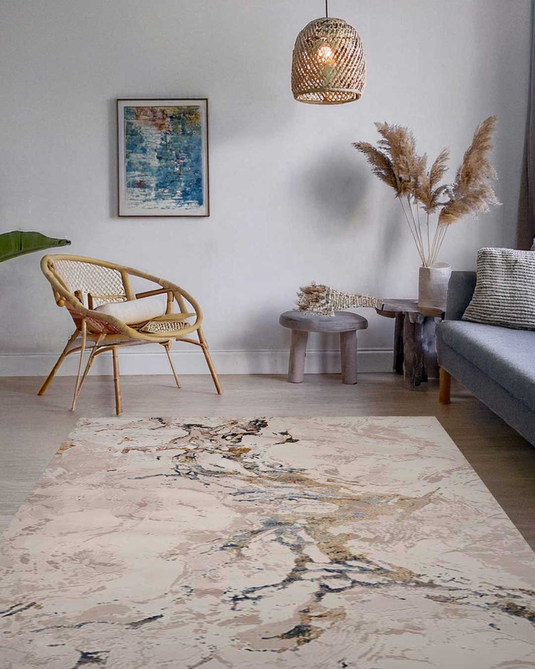 Ruby White and Cream Rug