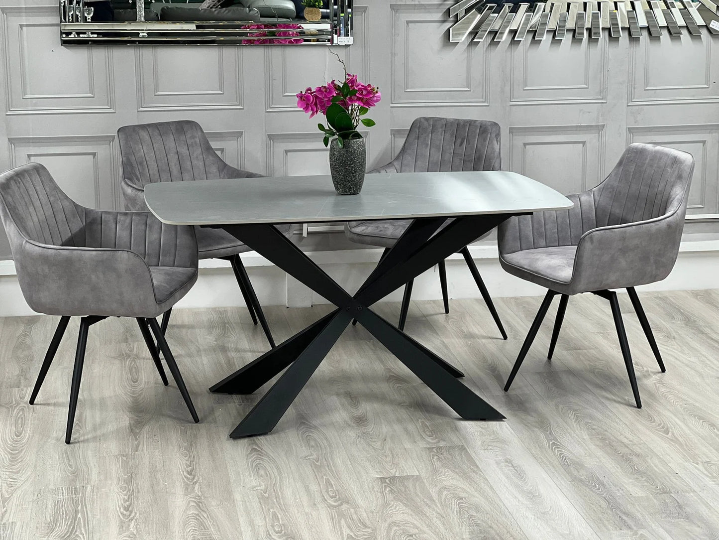 New York Grey Stone Top Dining Table (140cm)