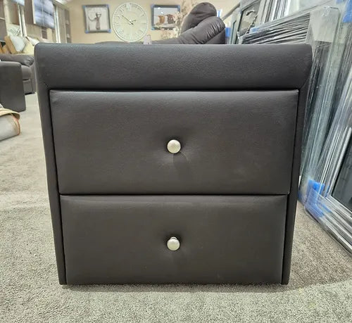 Leather 2 Drawer Bedside