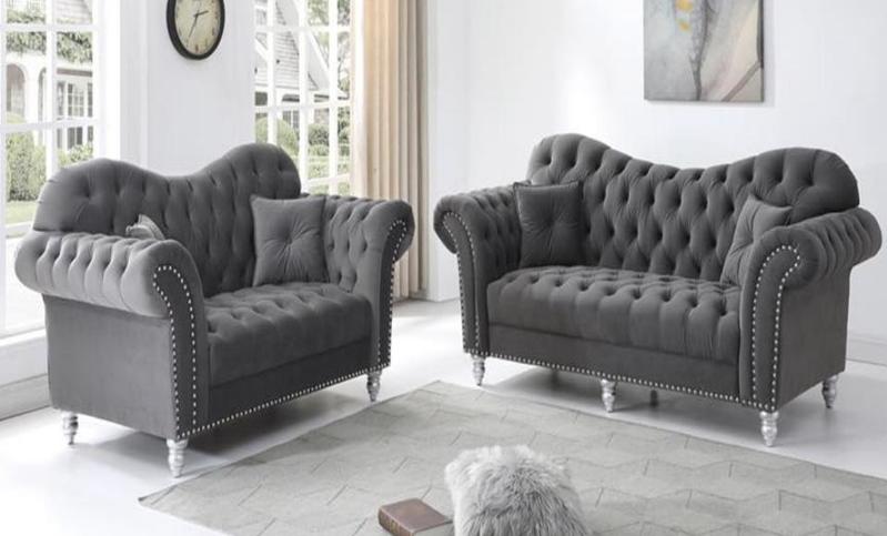 Dark gray deals sofa set