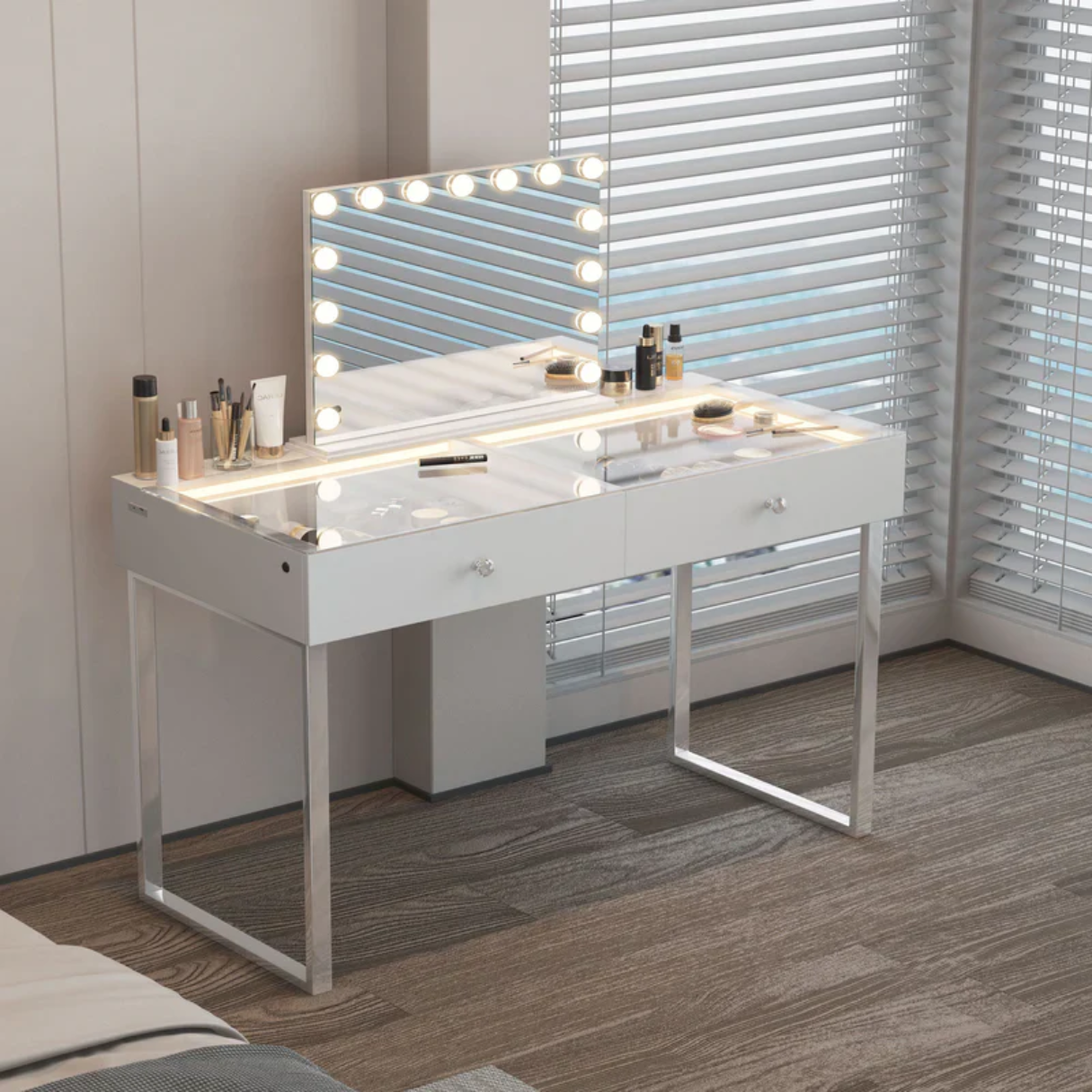 Alice Professional Vanity Desk with 2 Spacious Storage Drawers