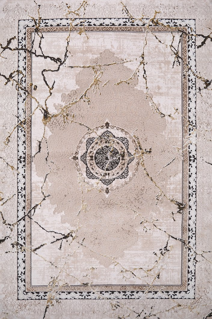 Ruby Marble Cream and Gold Rug