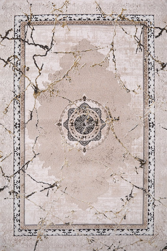 Ruby Marble Cream and Gold Rug