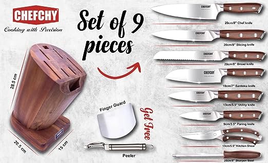 9 Piece Kitchen Set with Wooden Block