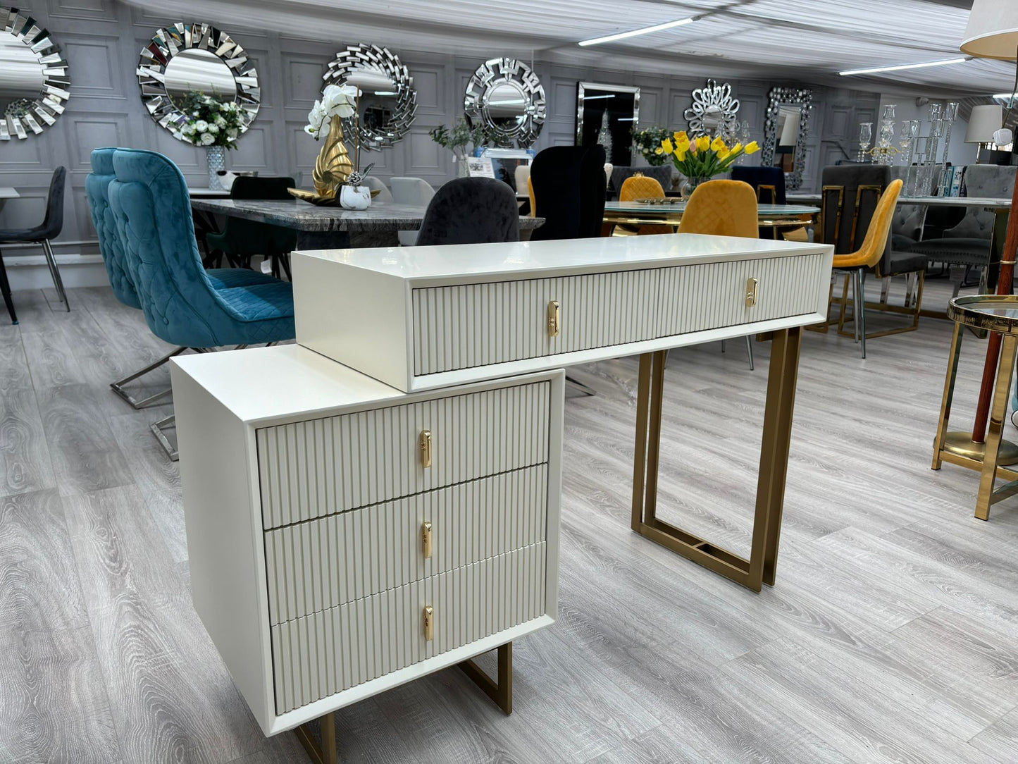 White Dressing Table with Drawers