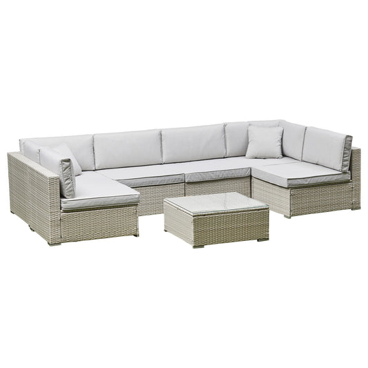 Light Grey Corner Sofa Set with Glass Coffee Table (BW-04-Grey)