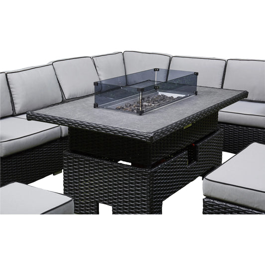 Black Corner Rising Firepit Dining Set (BW-06-Black)