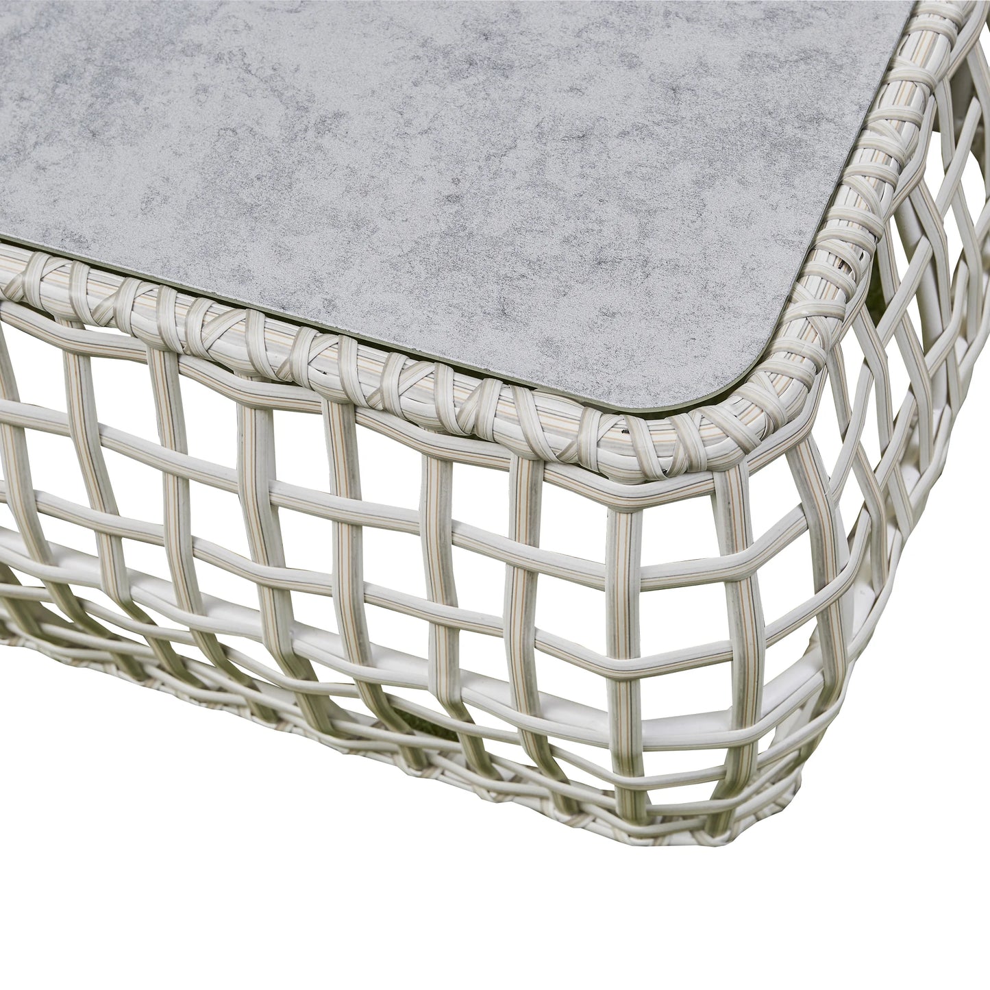 4-Piece Open Rattan Outdoor Lounge Set with Ceramic Coffee Table (BW-11-Grey)