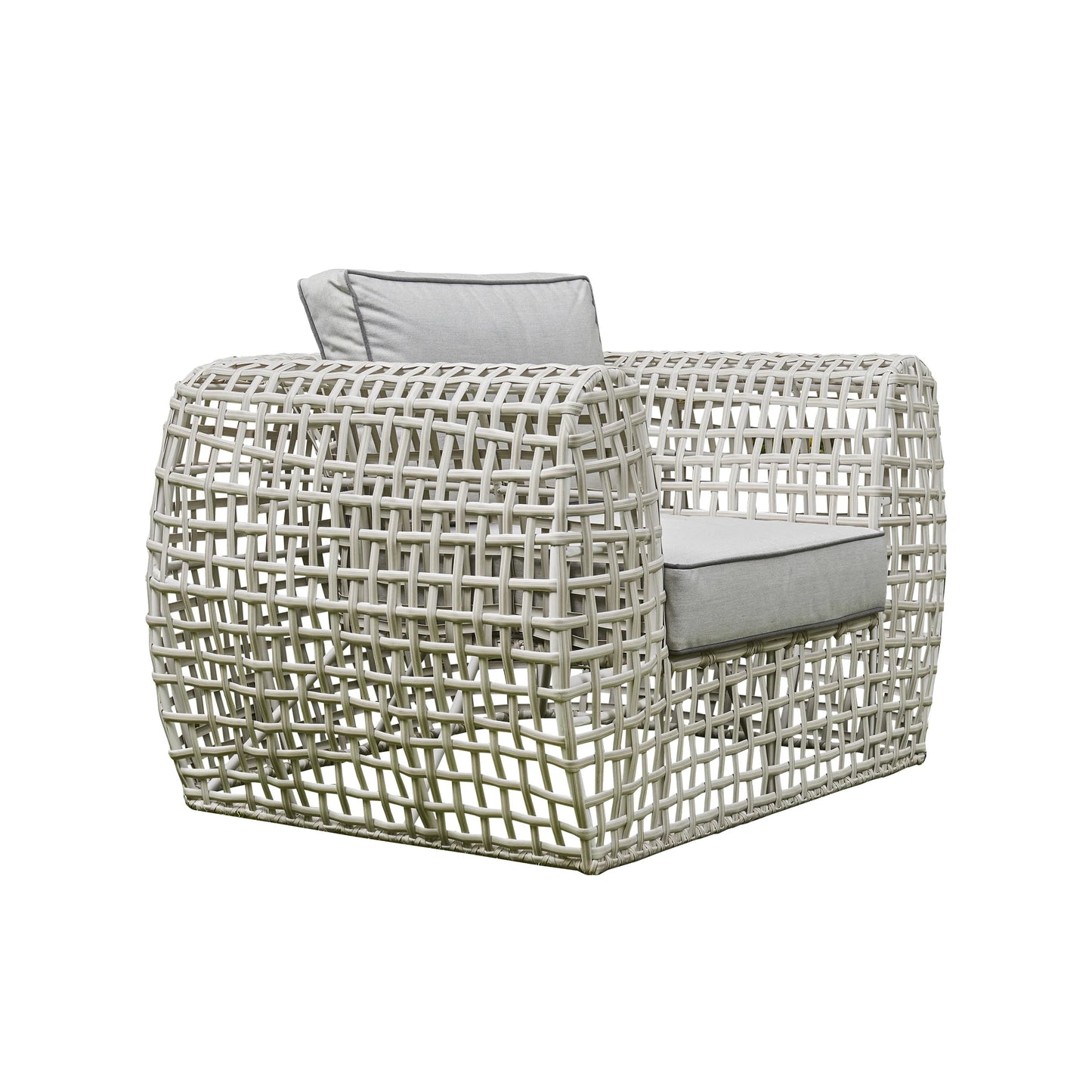 4-Piece Open Rattan Outdoor Lounge Set with Ceramic Coffee Table (BW-11-Grey)