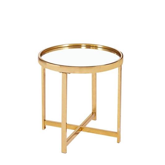 Mirrored Side Table with Gold Stainless Steel Frame