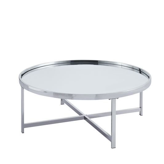 Mirrored Coffee Table with Stainless Steel Frame