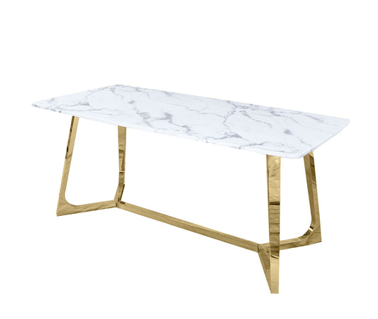 Marble Dining Table with Gold Legs