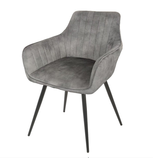Grey Plush Velvet Swivel Dining Chair