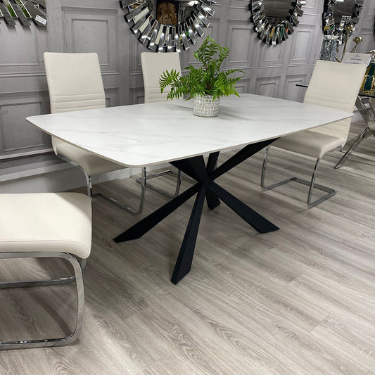 New York White Stone Top Dining Table