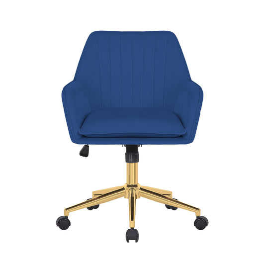 Blue Velvet Office Chair with Gold Legs