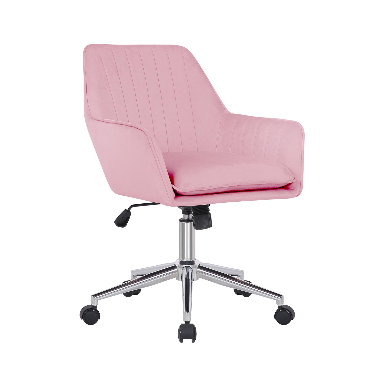 Pink Velvet Office Chair with Chrome Legs