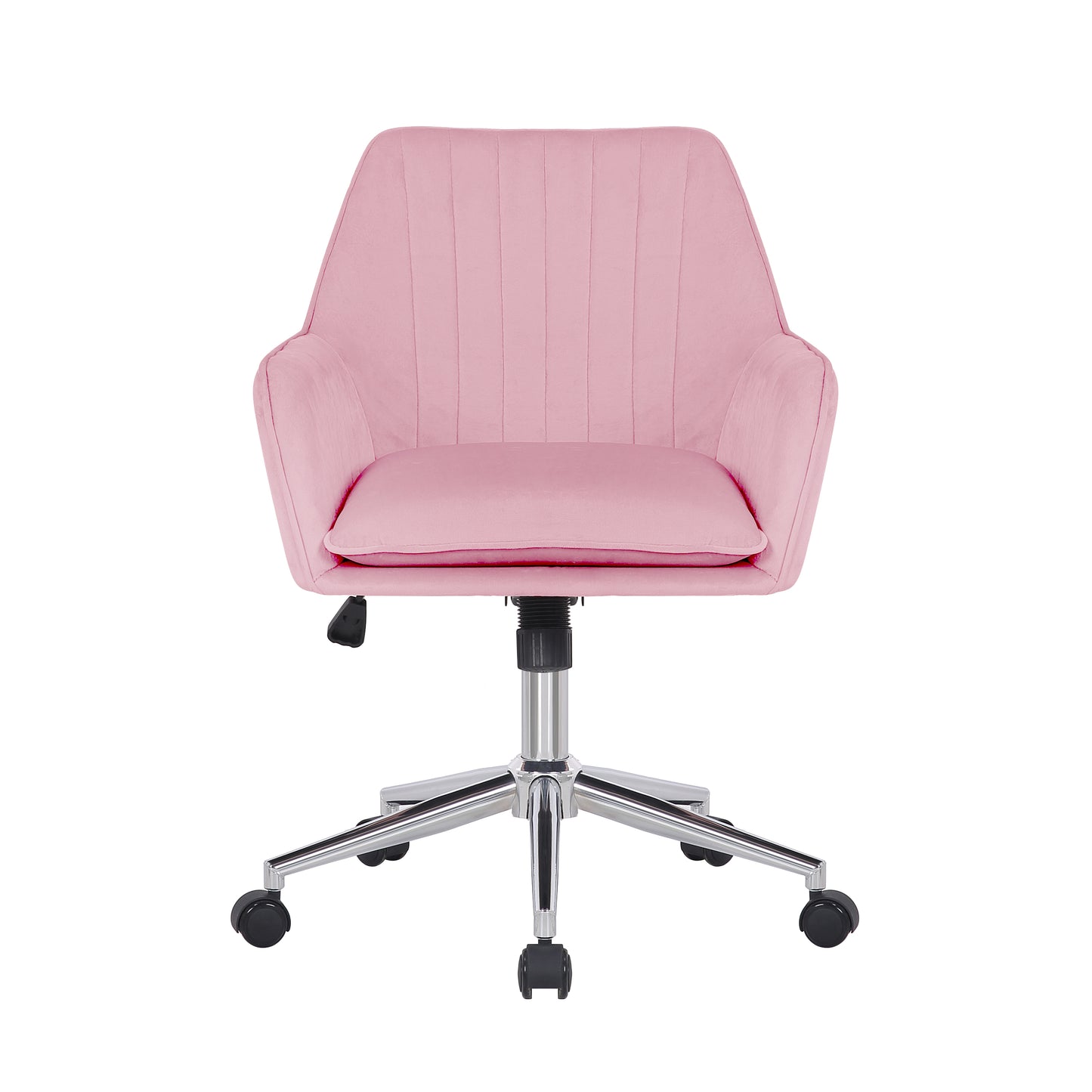 Pink Velvet Office Chair with Chrome Legs