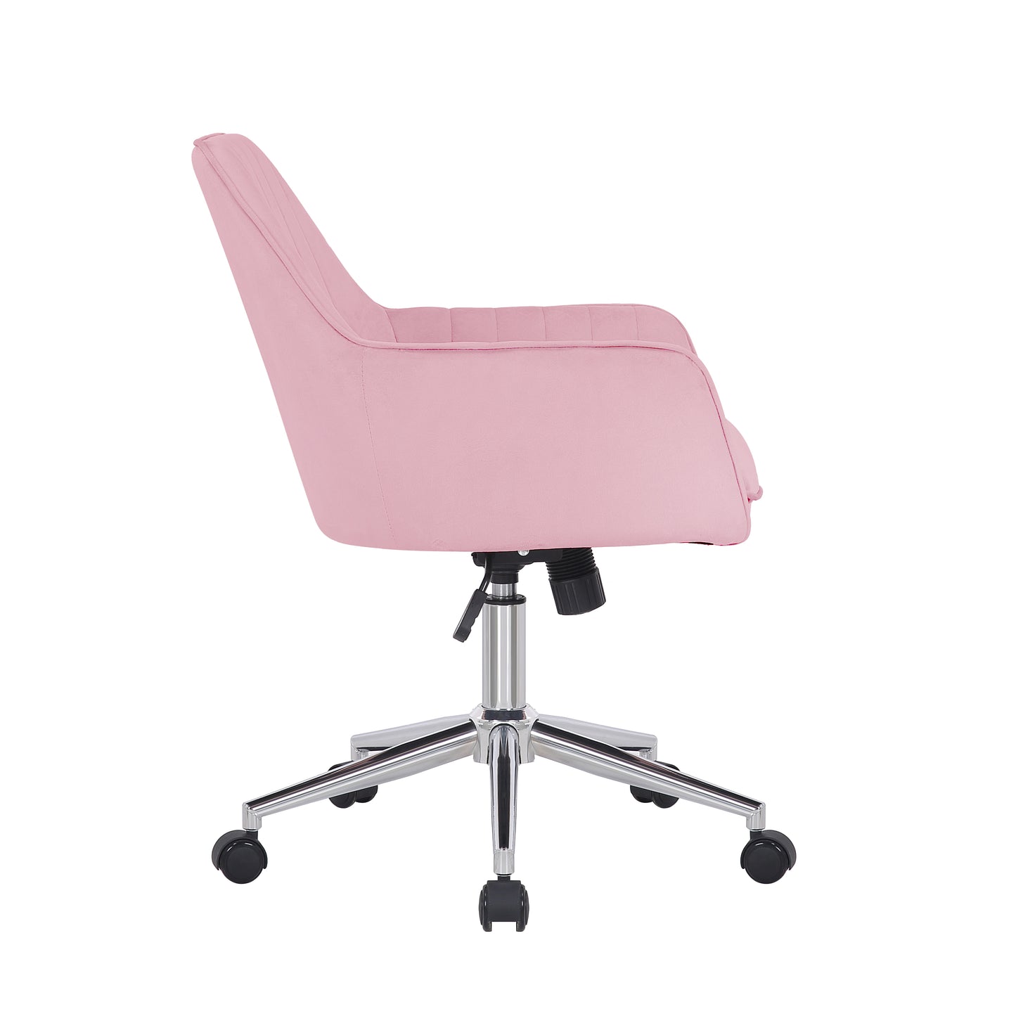 Pink Velvet Office Chair with Chrome Legs