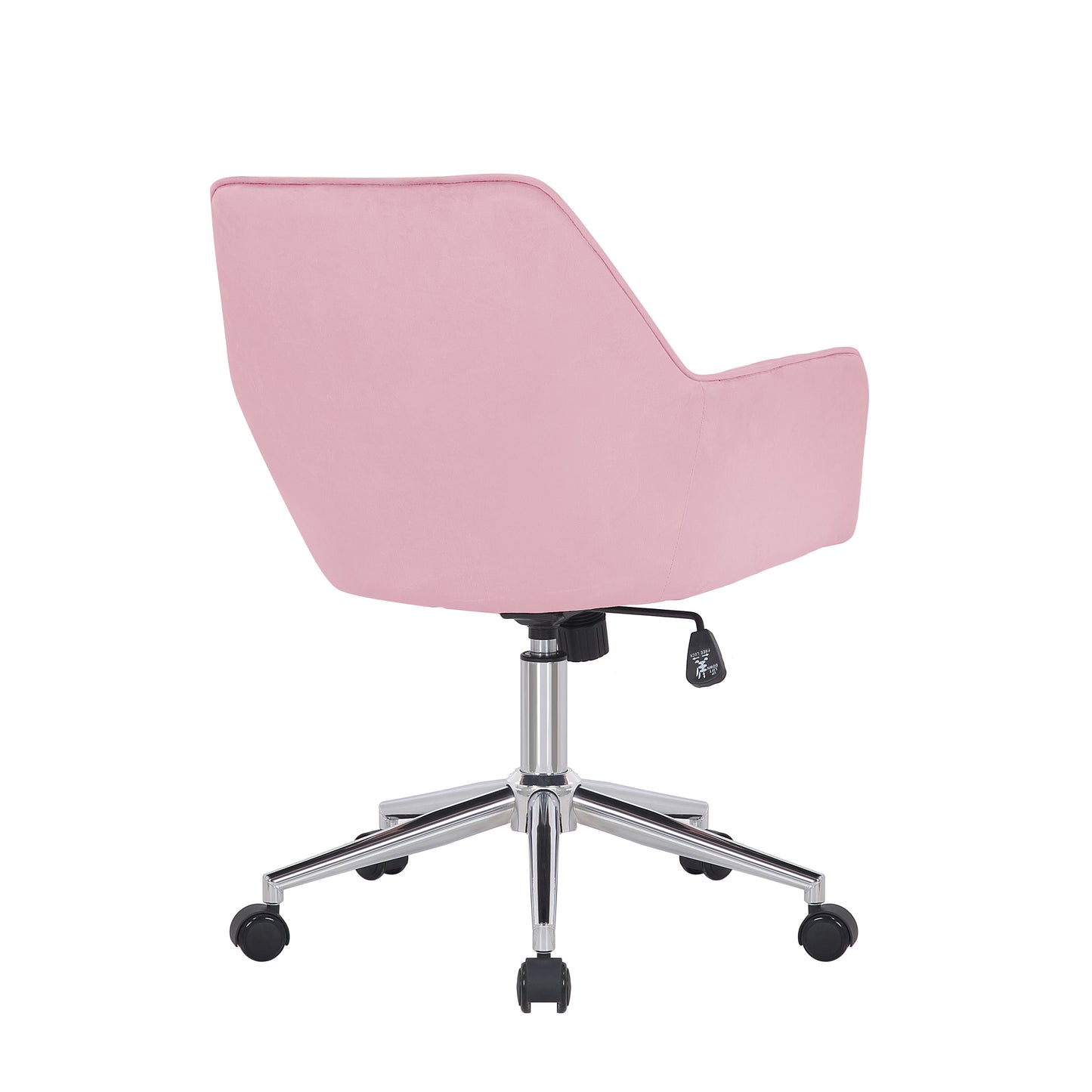 Pink Velvet Office Chair with Chrome Legs