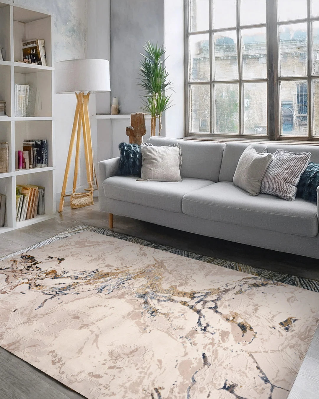 Ruby White and Cream Rug
