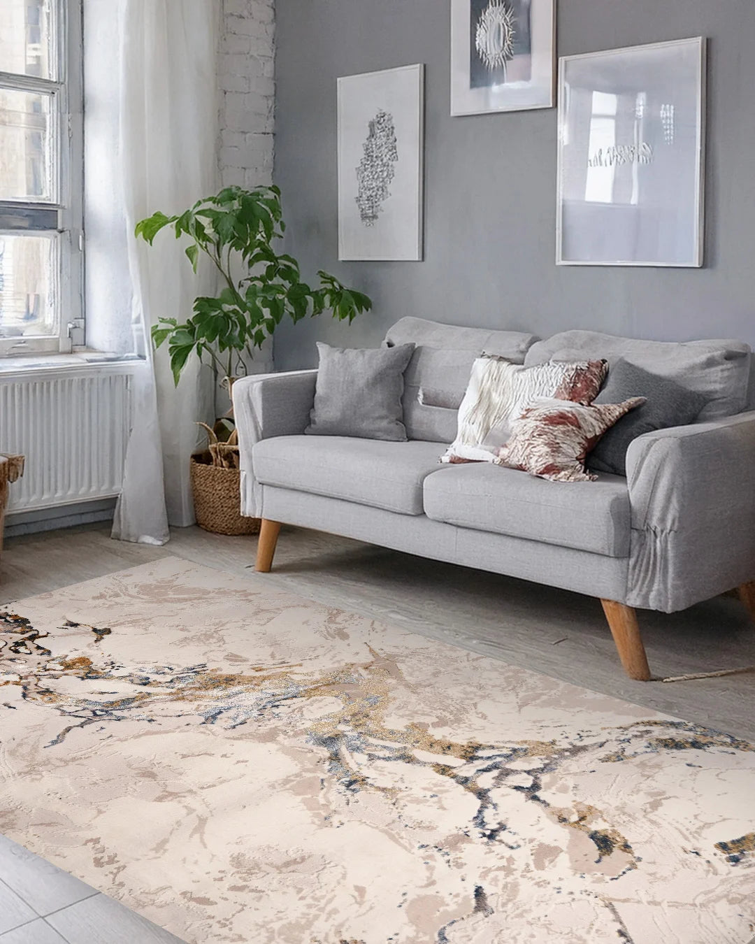 Ruby White and Cream Rug