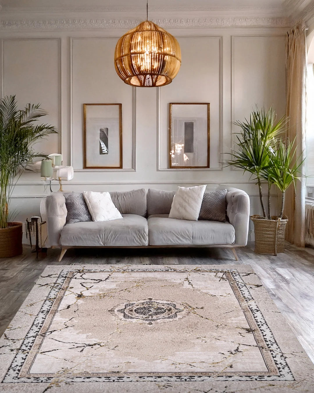 Ruby Marble Cream and Gold Rug
