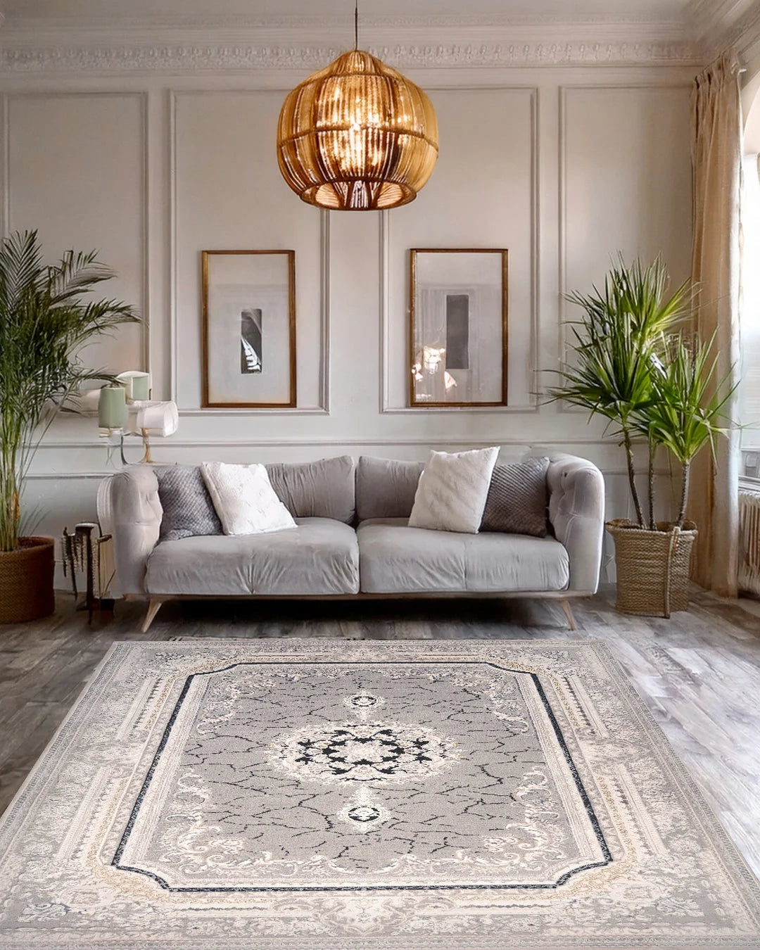 Ruby Marble Medallion Kemik Grey Rug